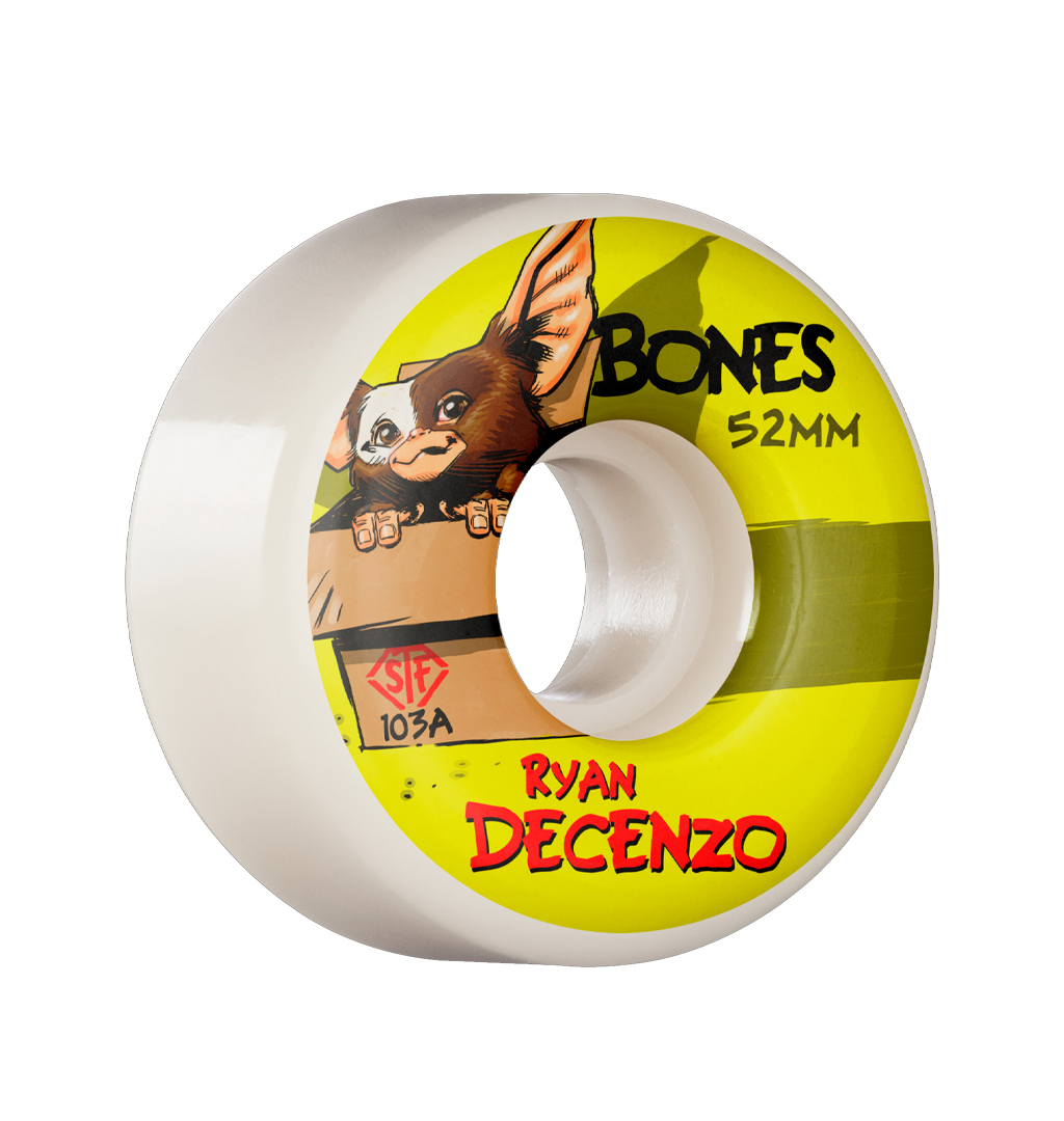Bones---STF-Decenzo-Gizzmo-v2-Locks-52mm-103A-Skate-Wheels---White
