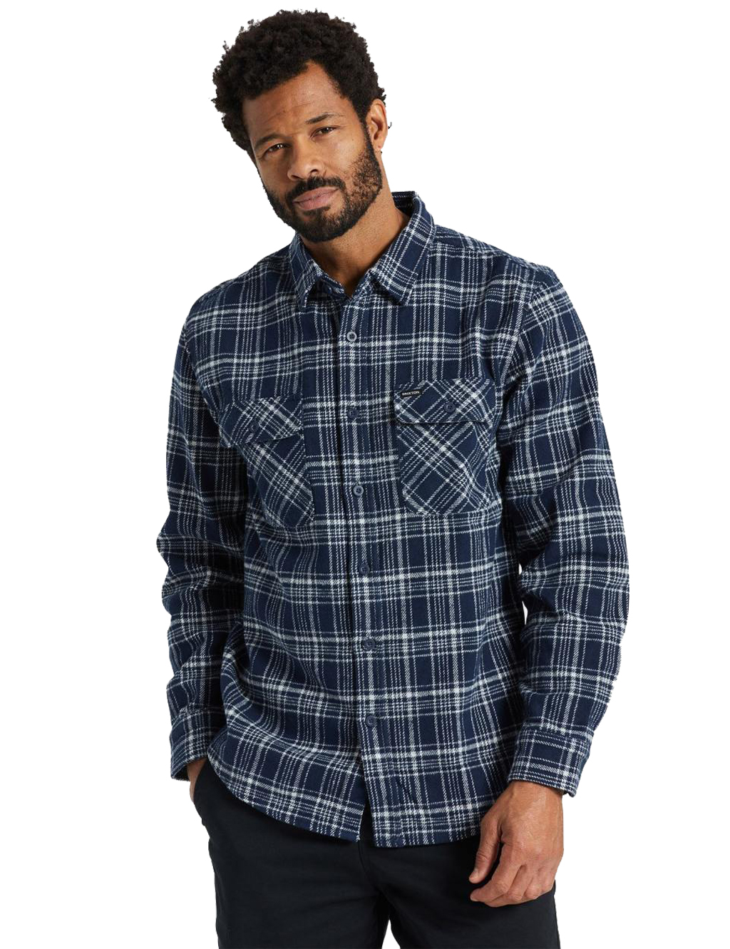 Brixton - Bowery Heavy Weight Flannel - Navy/Grey