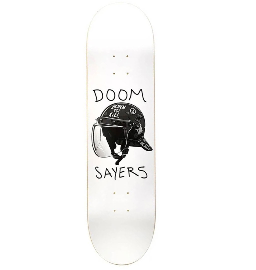 Doom-Sayers---Riot-Helmet-Skateboard-Deck---White-8.25