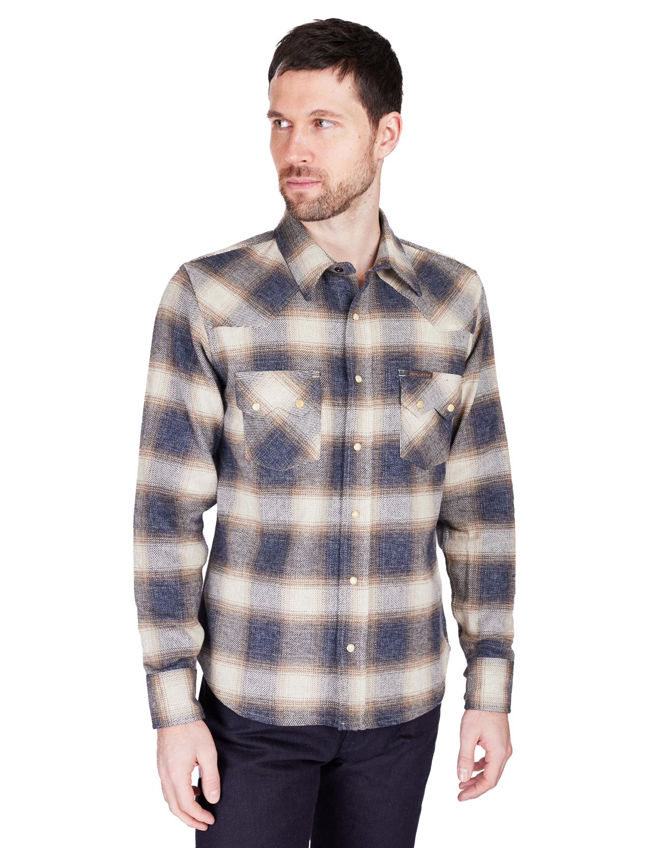 Indigofera - Dollard Flannel Check Shirt - Ecru/Beige/Grey