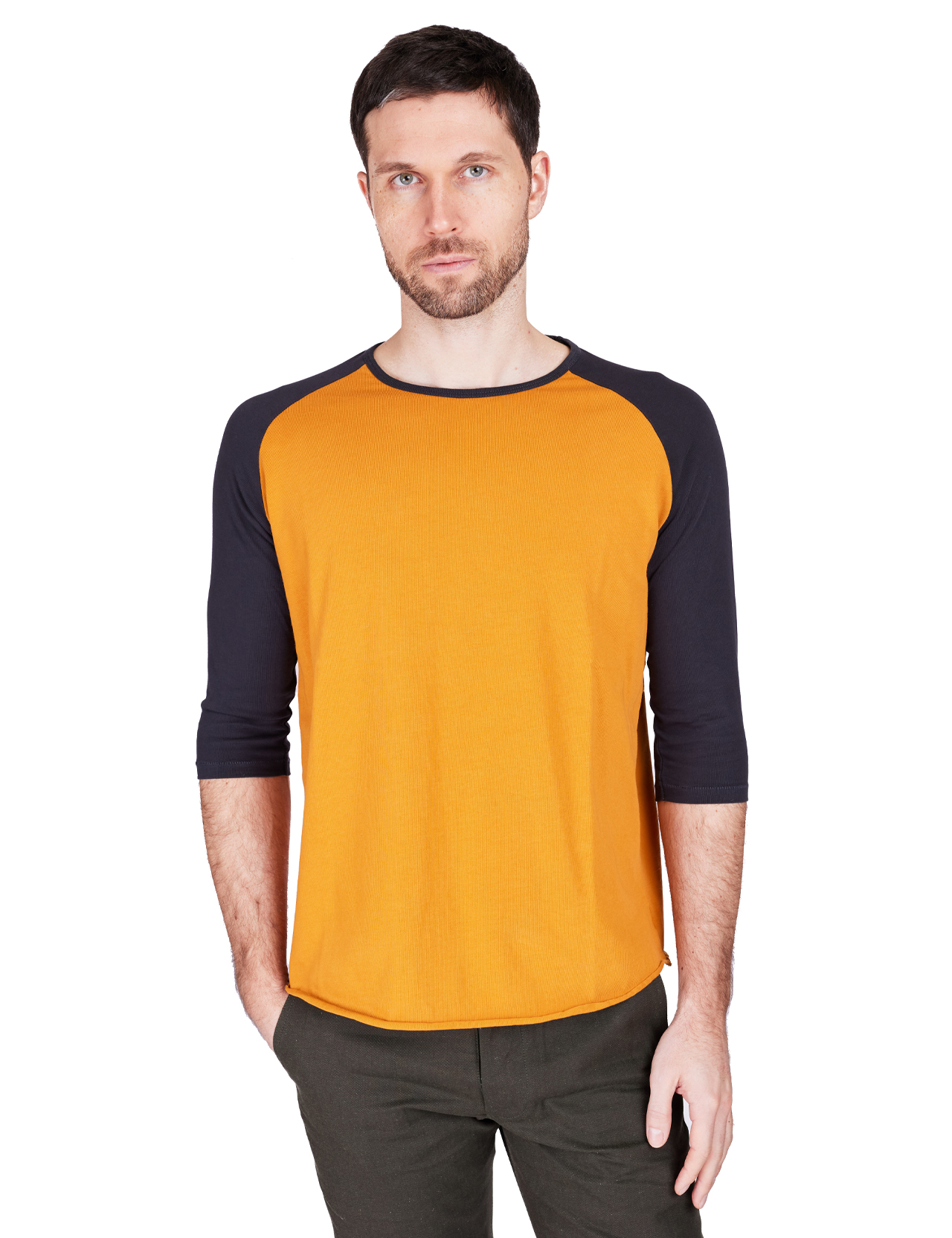 Indigofera - Leon Raglan 3/4 T-shirt - Orange/Marshall Black