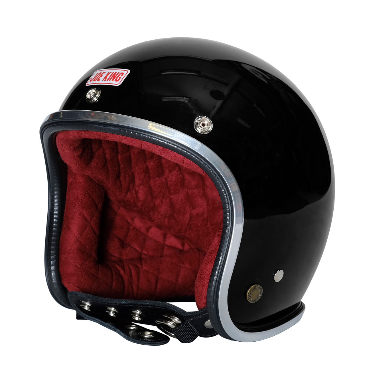 Joe King - JK400 Helmet Gloss Black/Burgundy - Chrome Trim