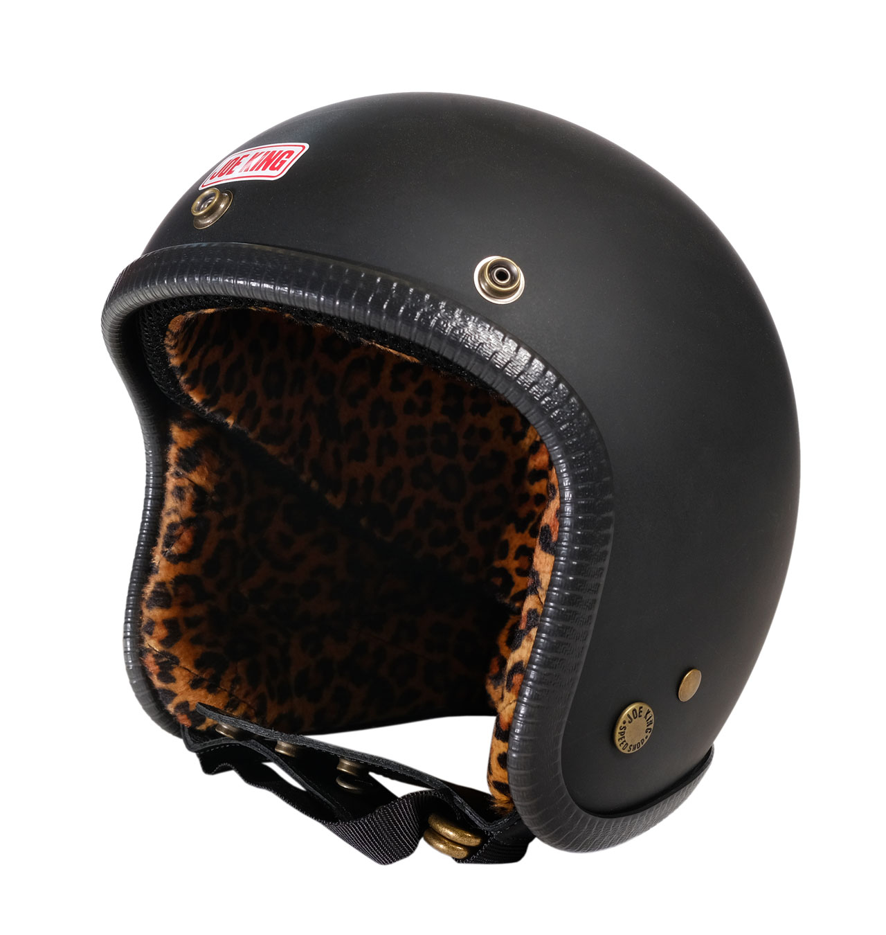 Joe King - JK400 Helmet Matt Black/Leopard - Black Trim