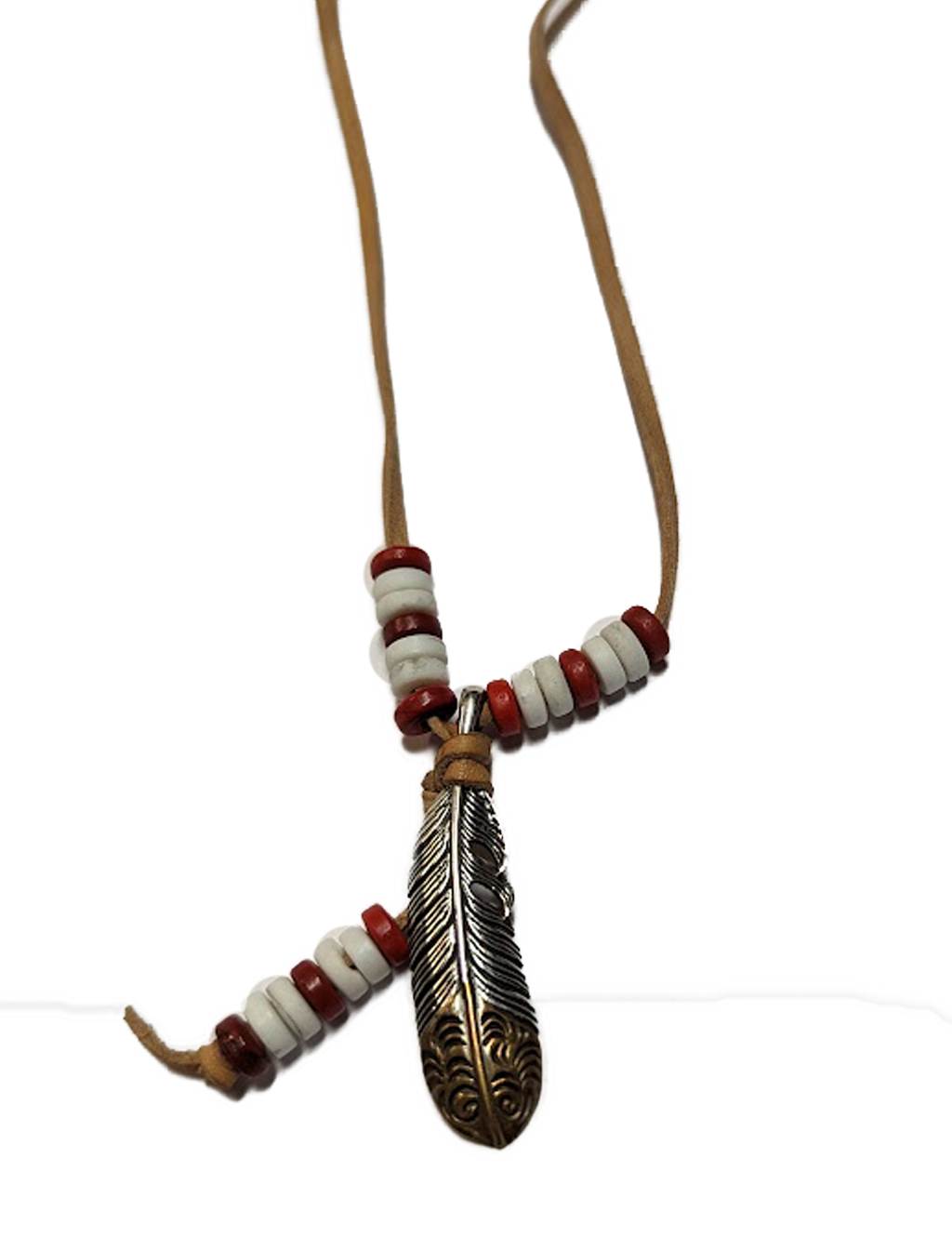 Jonte - Silver Feather Leather Necklace #8