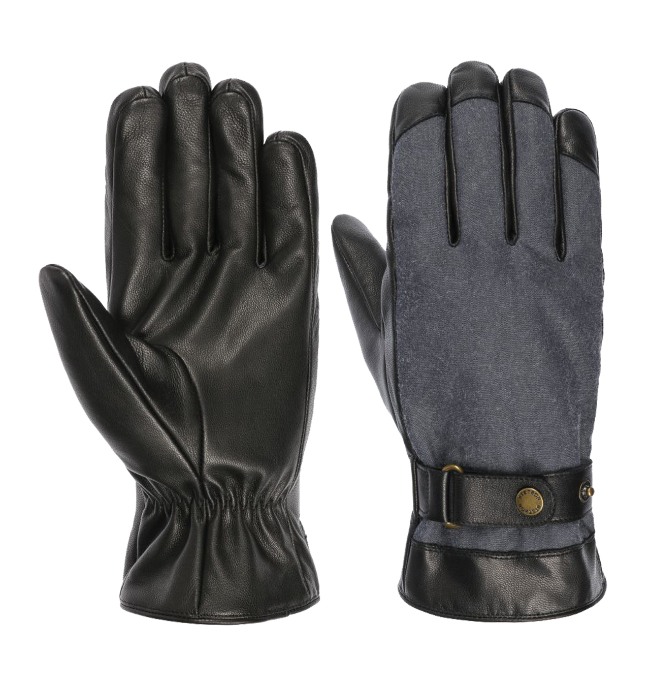Stetson - Nappa Leather Waxed Cotton Gloves - Grey