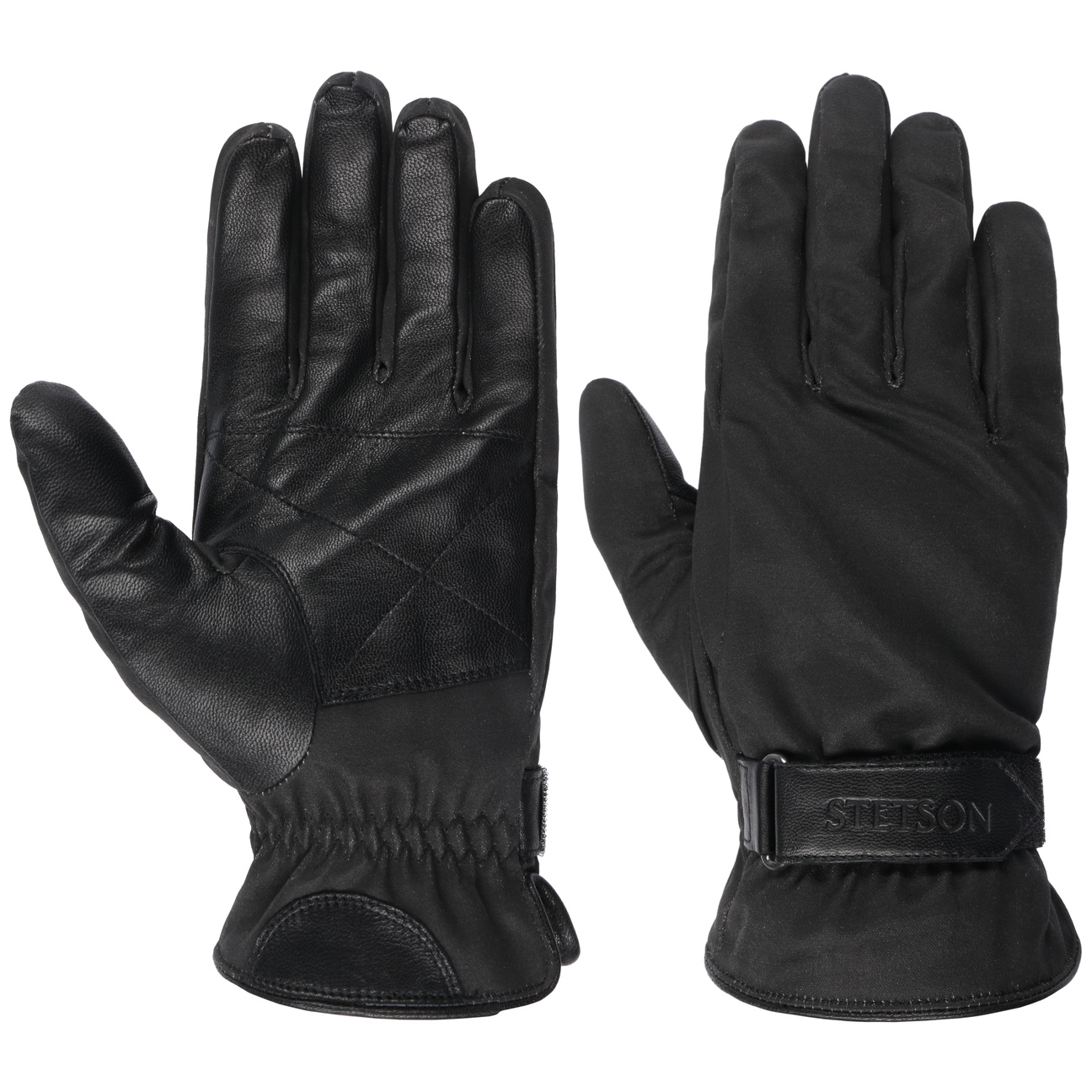 Stetson - Two-tone Goat Nappa Leather Gloves - Black