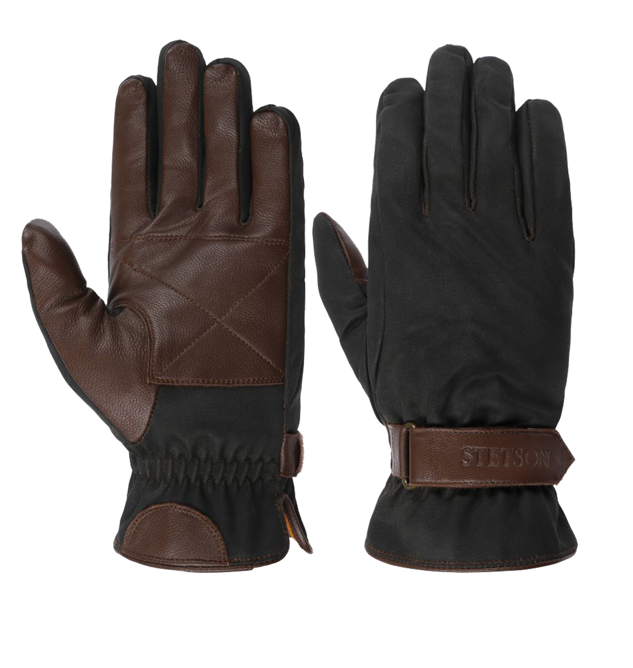 Stetson - Two-tone Goat Nappa Leather Gloves - Dark Brown