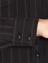 Indigofera - Manolito Shirt Cotton Stripe - Black/Brown
