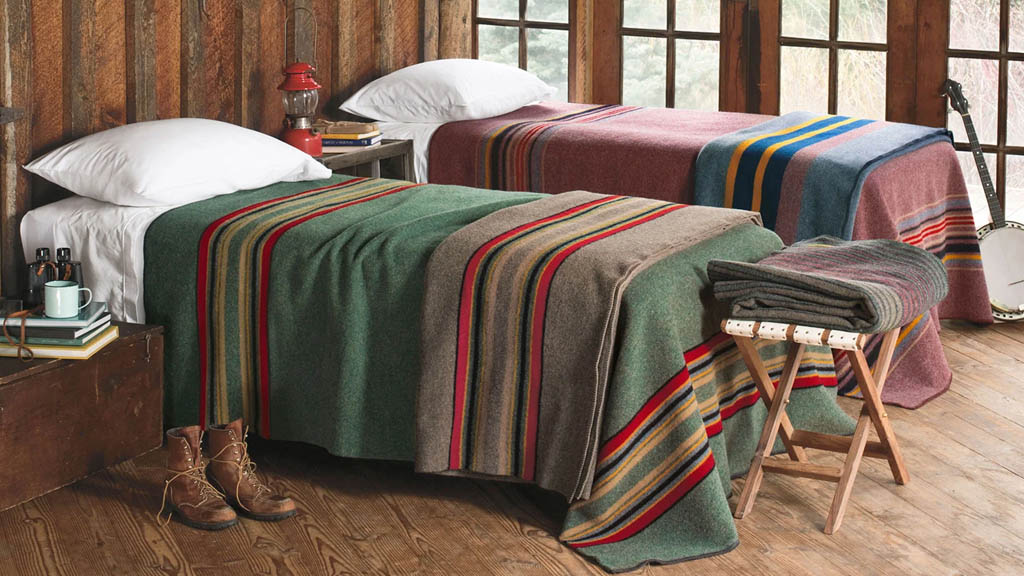 home and interior design with pendleton blanekts, coffee mugs