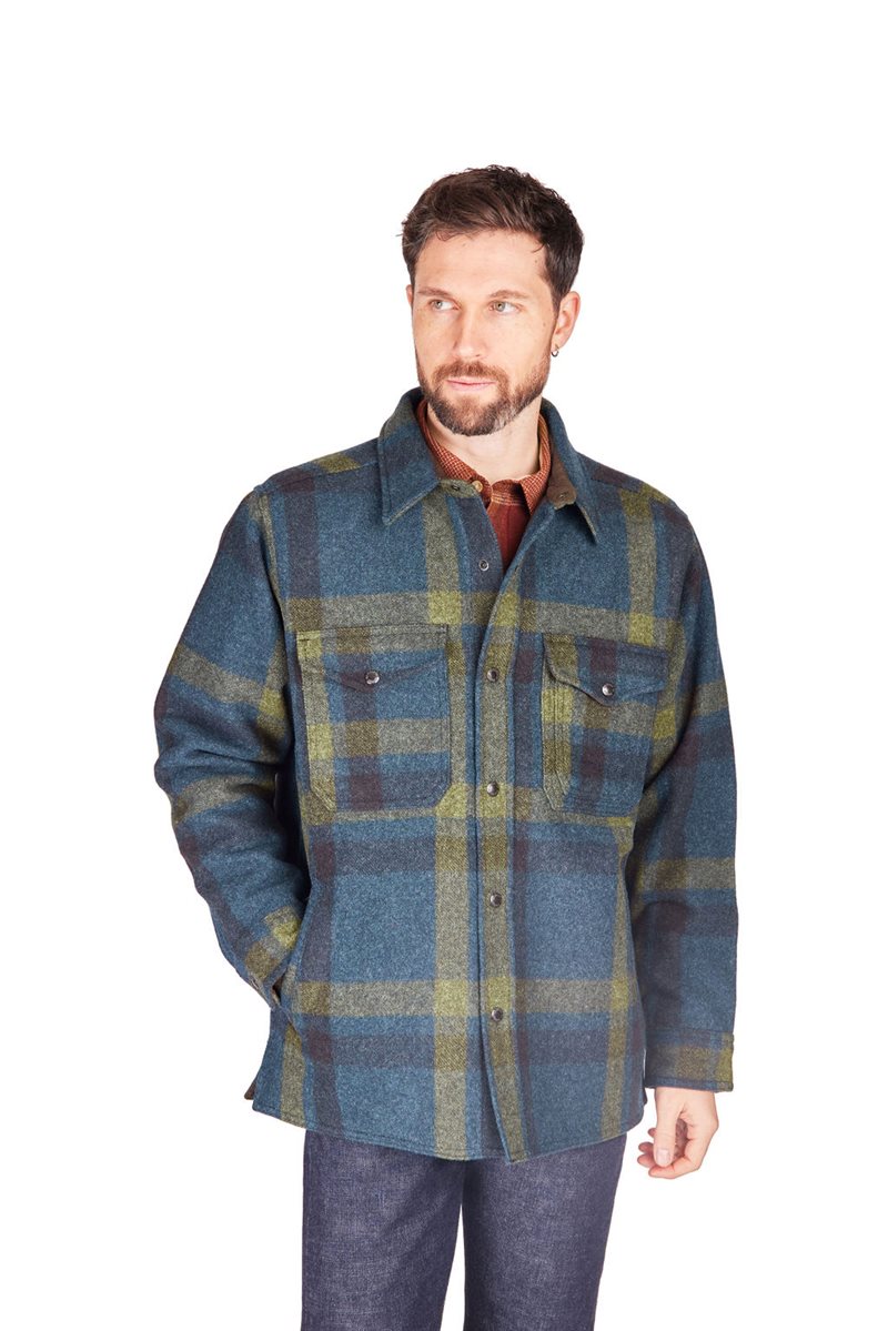 Filson - Lined Mackinaw Wool Jac-Shirt - Teal/Ochre Plaid