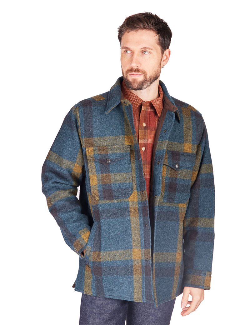 Filson - Lined Mackinaw Wool Jac-Shirt - Teal/Ochre Plaid