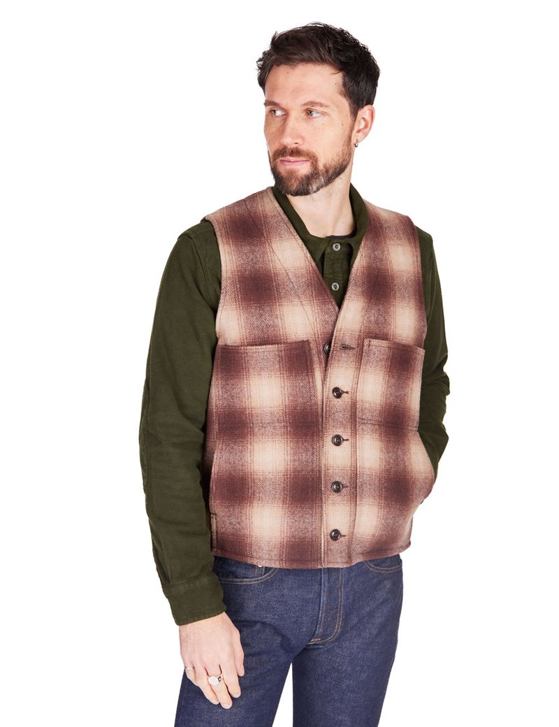 Filson Mackinaw Wool Vest Brown/Tan Ombre