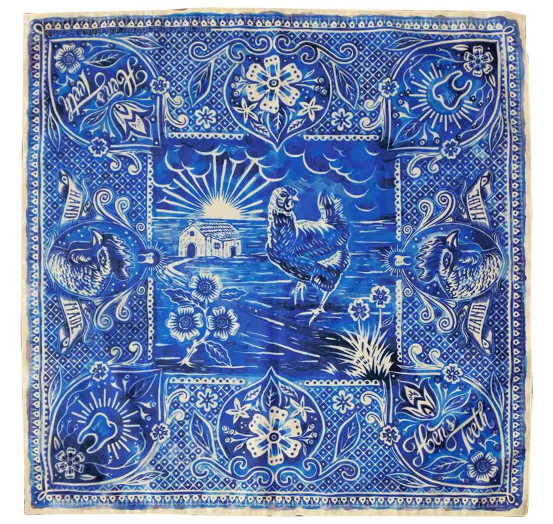 Hens Teeth Watercolor Printed Bandana Indigo Sverige