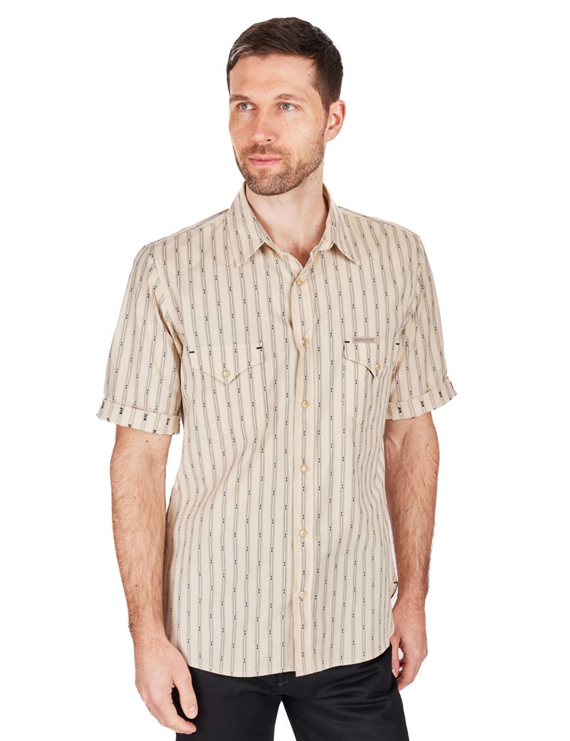 Indigofera - Randy Shirt Cotton Stripe - Ecru/Indigo