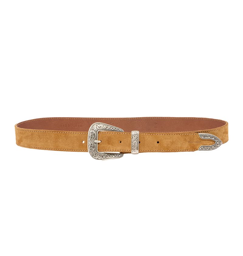 Wrangler Cintura Uomo In Pelle Pieno Fiore - Stile Western Con Fibbia In Metallo Argentato - 5
