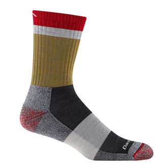 DARN TOUGH - HEADY STRIPE MICRO CREW LIGHT CUSHION SOCKS - ASH