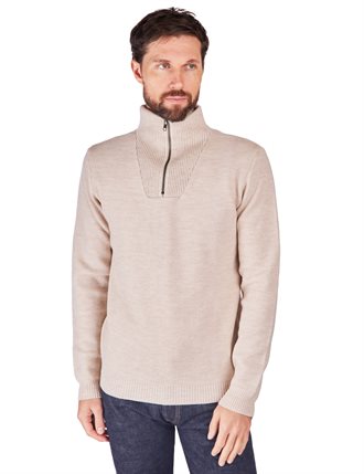 NITTO - YOURI 1/4 WOOL ZIP PULLOVER SWEATER - NATURAL