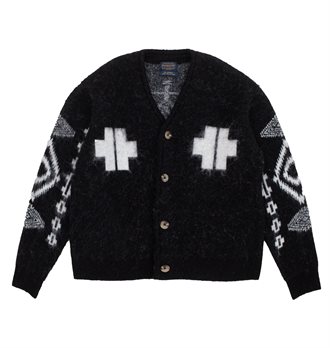 Pendleton - Jacquard Motif Zip Cardigan - Black