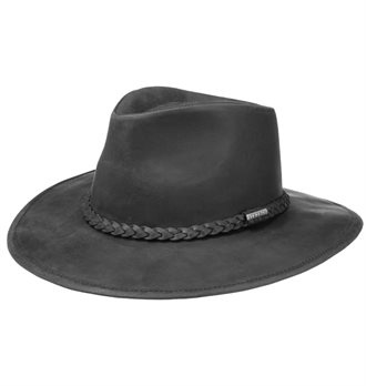 STETSON - BUFFALO LEATHER WESTERN HAT - BLACK