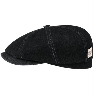 STETSON - CLASSIC HATTERAS DENIM FLAT CAP - BLACK