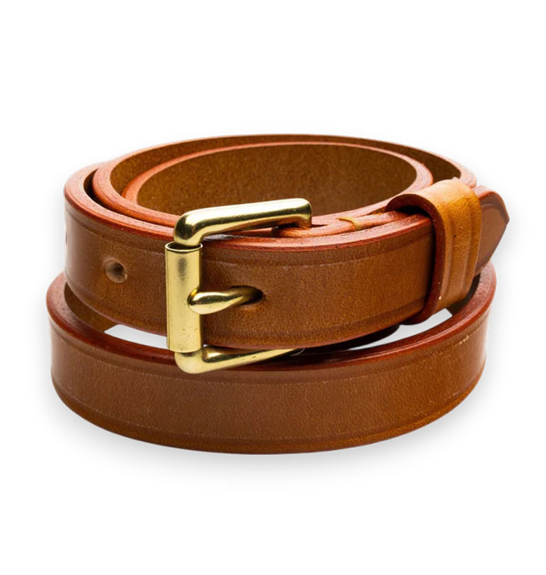 Allevol - Narrow Leather Belt - Chestnut