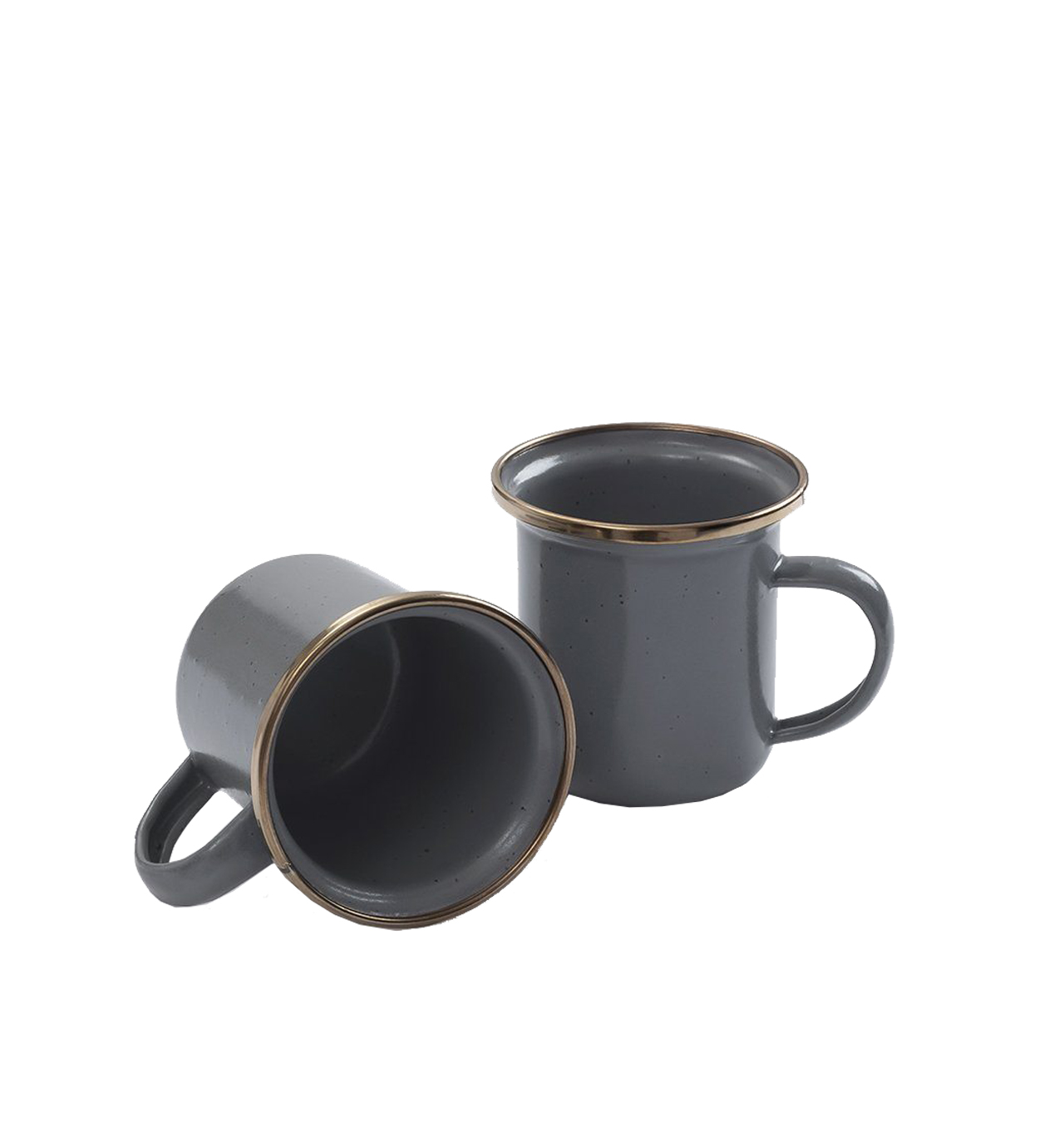 Barebones - Enamel Espresso Mugs (Set of 2) - Slate Grey