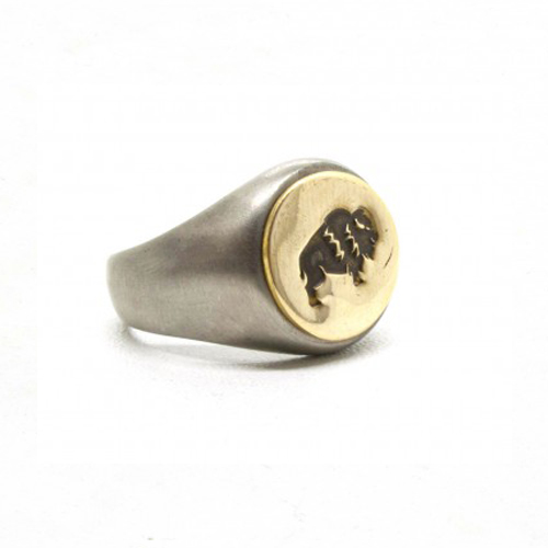 Black Pearl Creations - Brass Buffalo Signet Ring