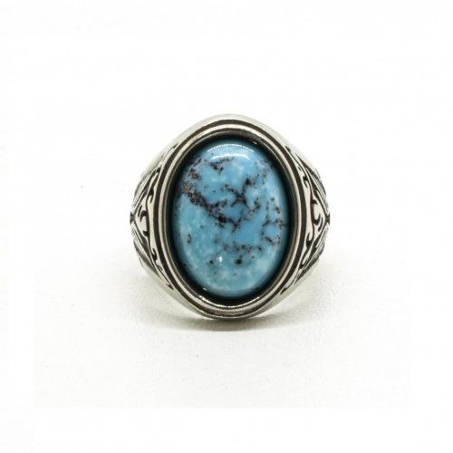 Black Pearl Creations - Kingman Turquoise Signet Ring