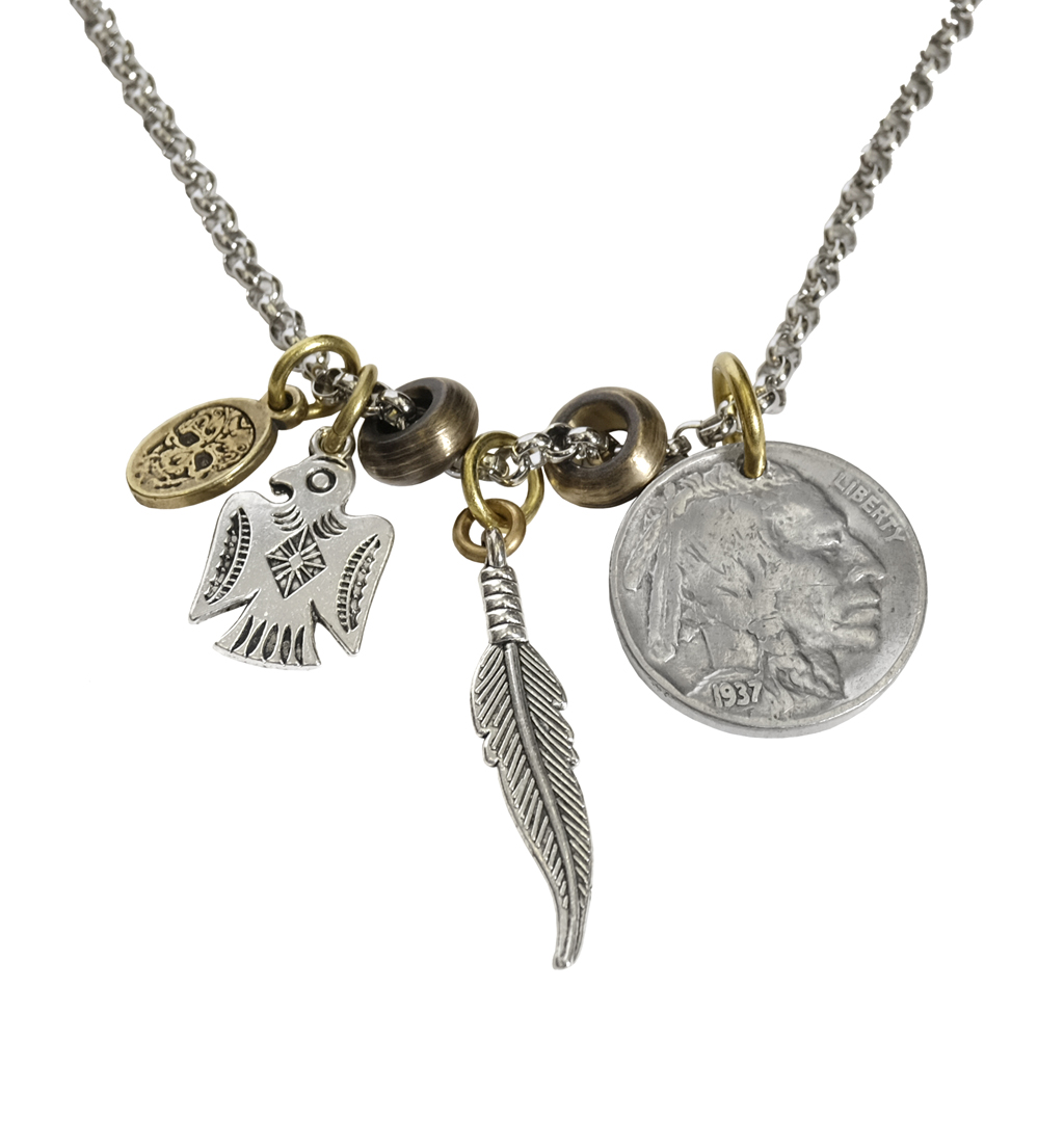 Black Pearl Creations - Vintage Necklace Buffalo Indian Head 1930´s