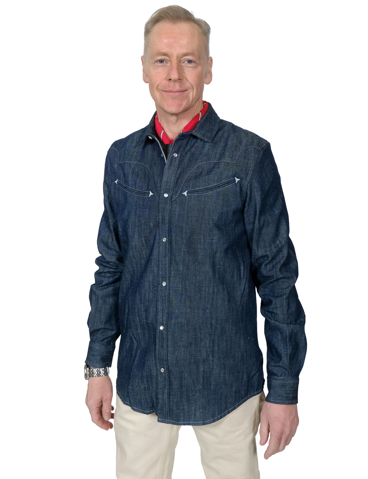 Blue Blanket Smile Pocket Western Shirt Indigo