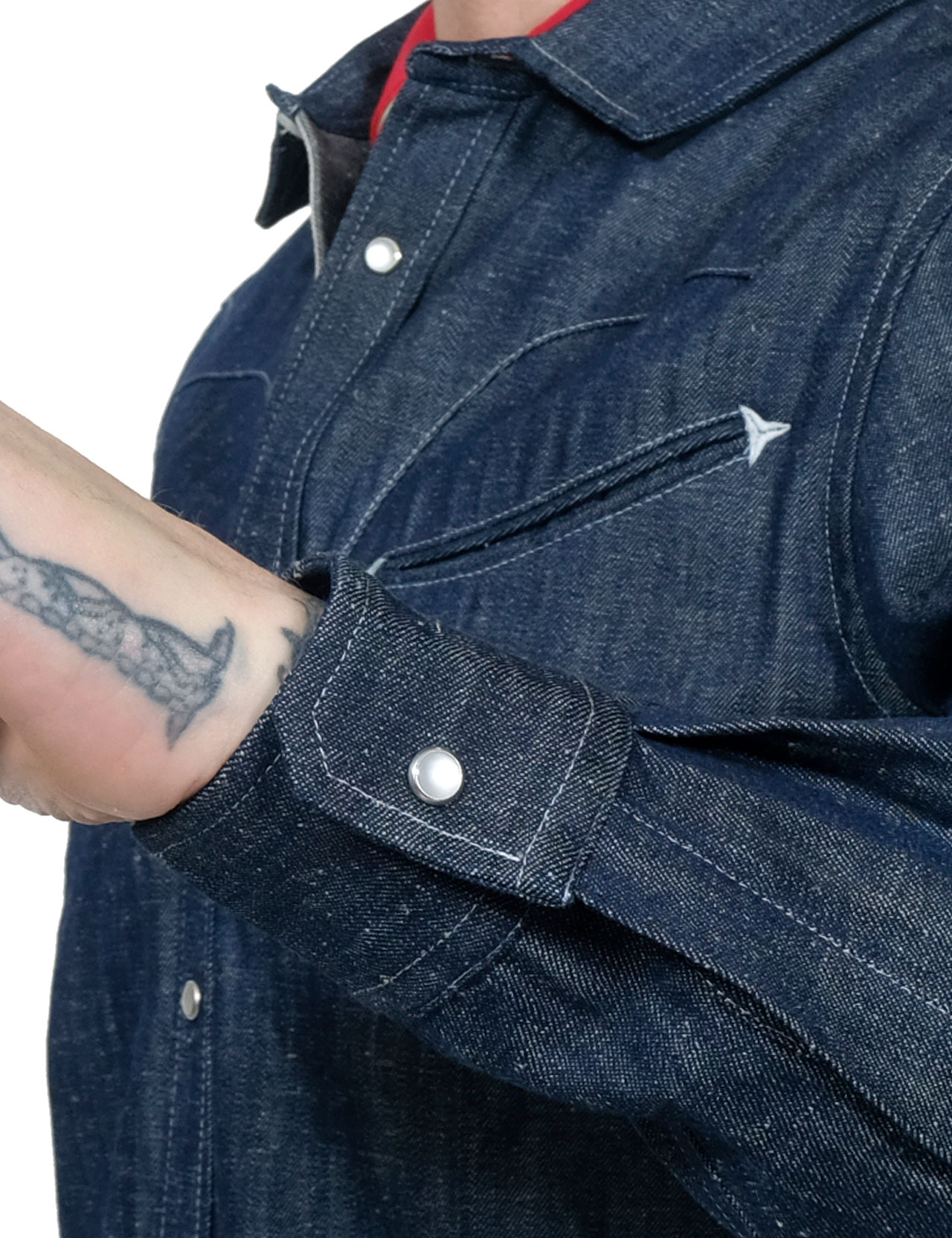 Blue Blanket Smile Pocket Western Shirt Indigo