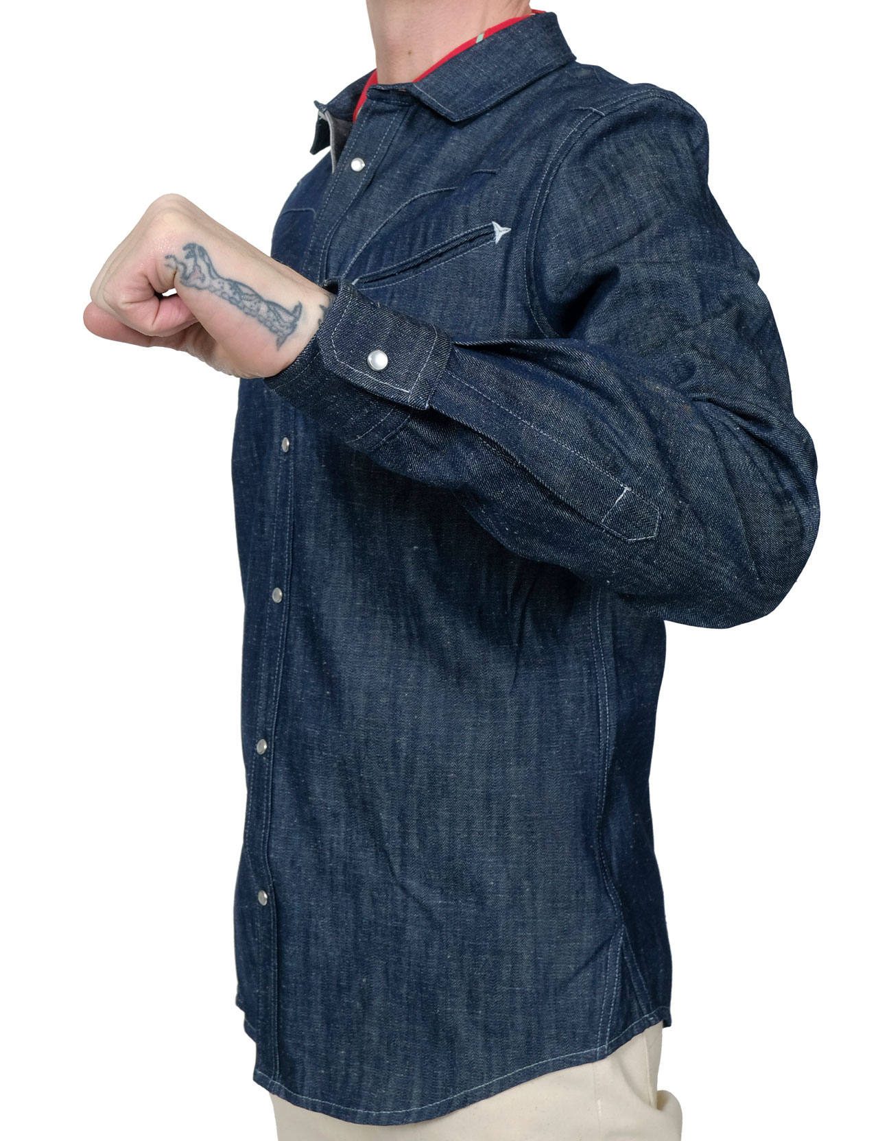 Blue Blanket Smile Pocket Western Shirt Indigo