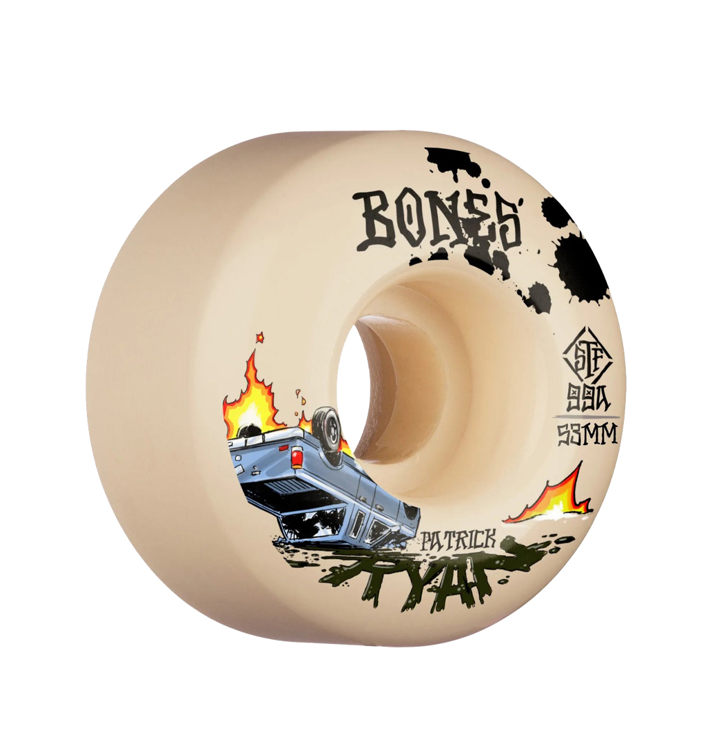 Bones - STF Ryan Crash & Burn v4 Wide 53mm 99A Skate Wheels - White