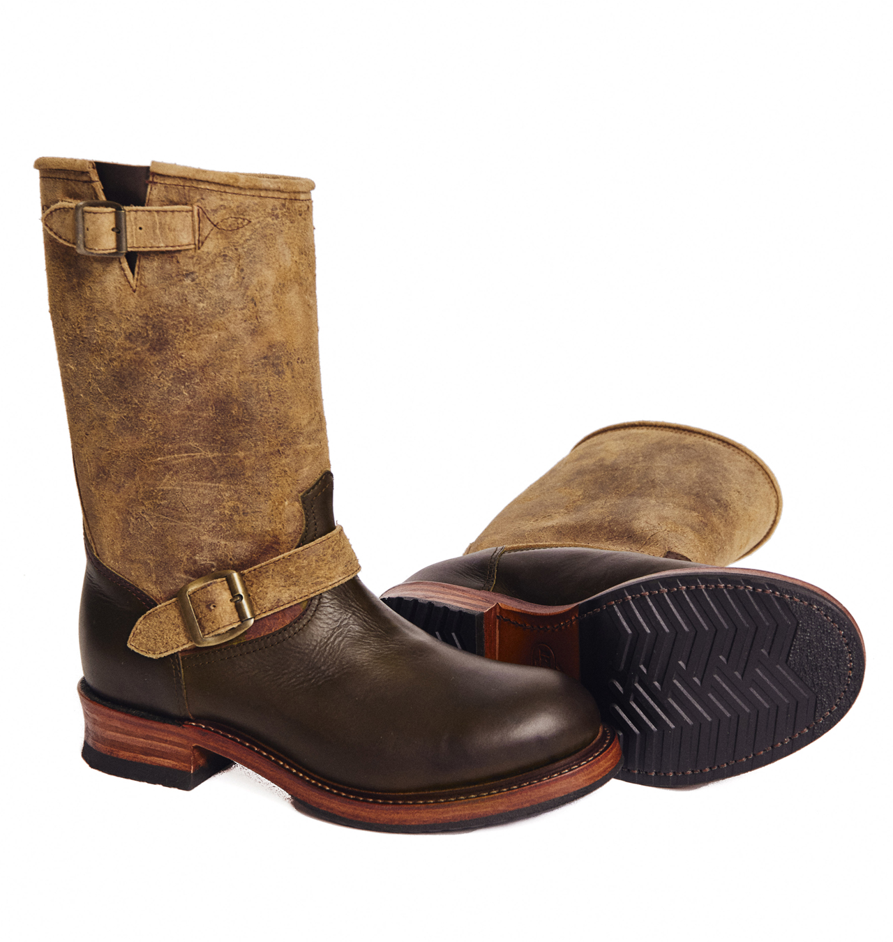 Bright Shoemakers x HepCat Engineer Boot Mole Rough Out/Olive