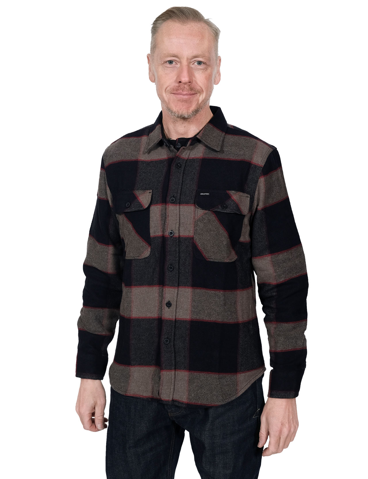 Brixton---Bowery-Flannel-Shirt---Heather-Gre-Charcoal-1233