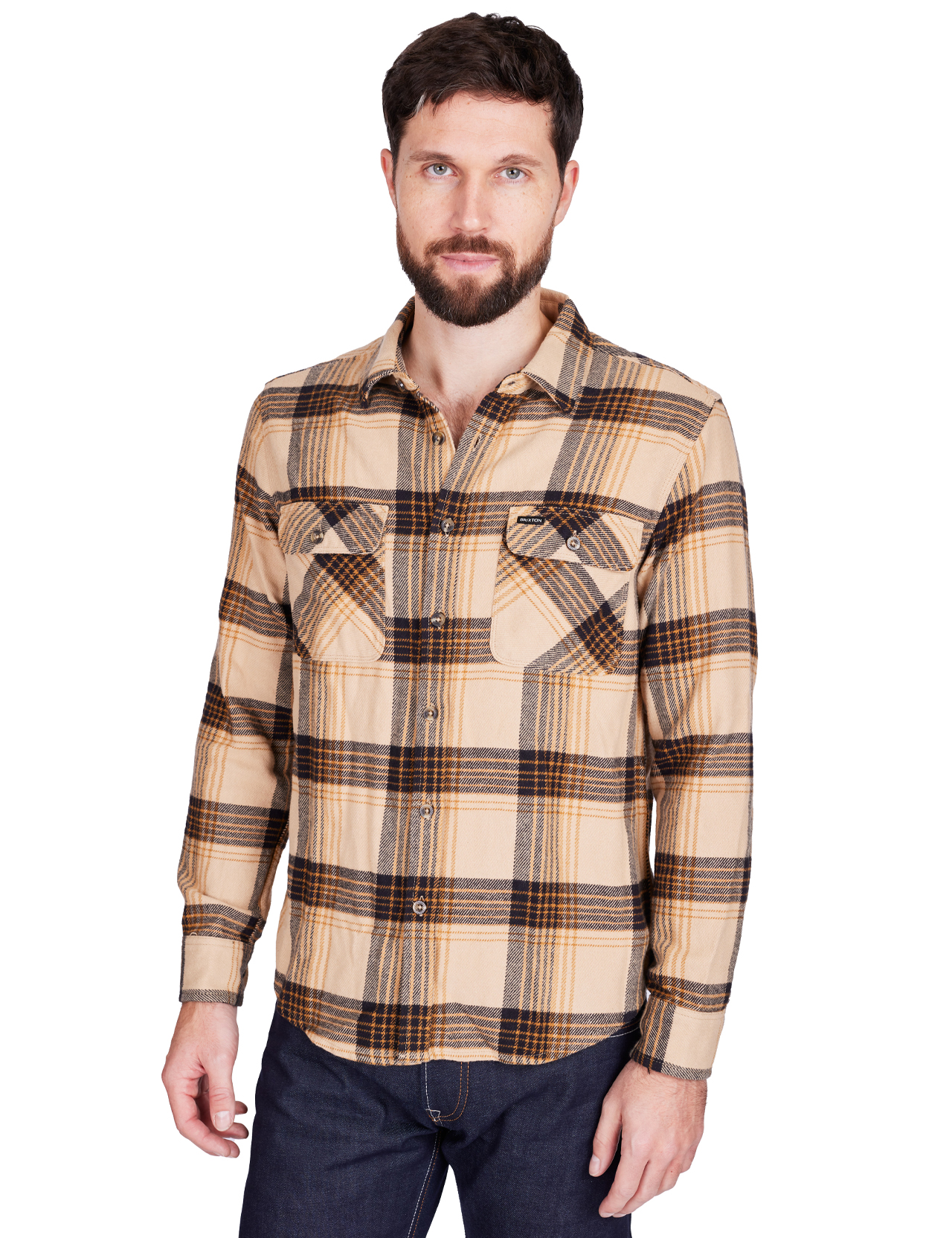 Brixton - Bowery Flannel Shirt - Sand/Black