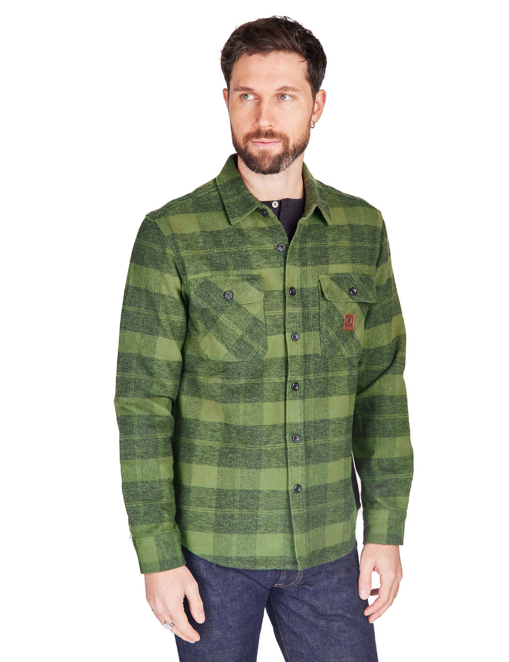 Brixton - Bowery Heavyweight Flannel - Cypress Green/Black
