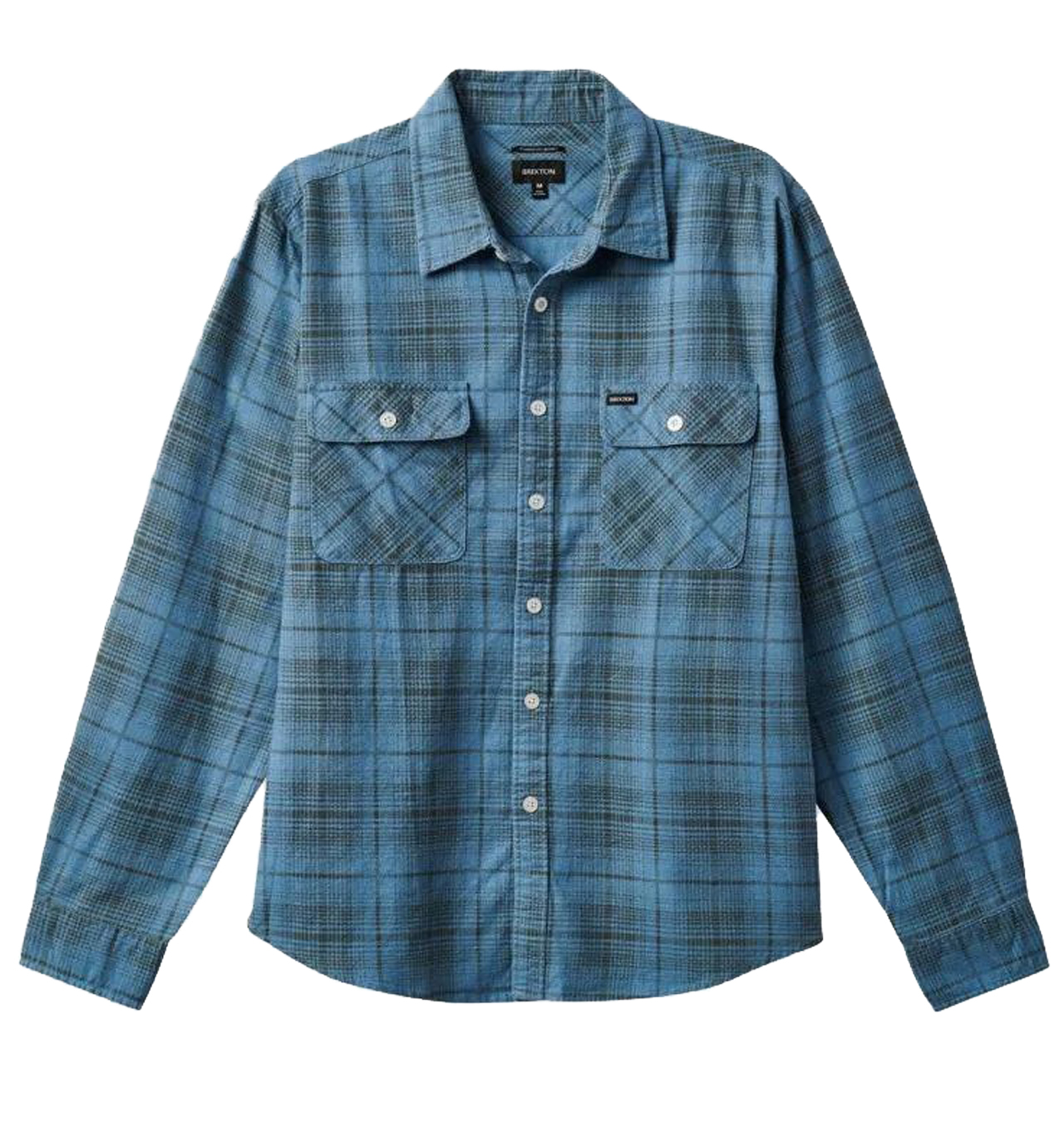 Brixton---Bowery-Summer-Weight-Flannel-Shirt---Blue-Heaven-Gun-Metal