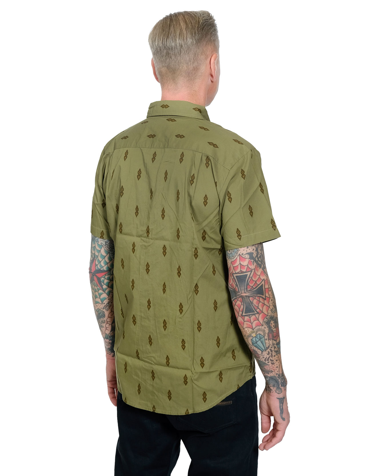 Brixton Mens Charter Standard Fit Short Sleeve Print Woven Shirt