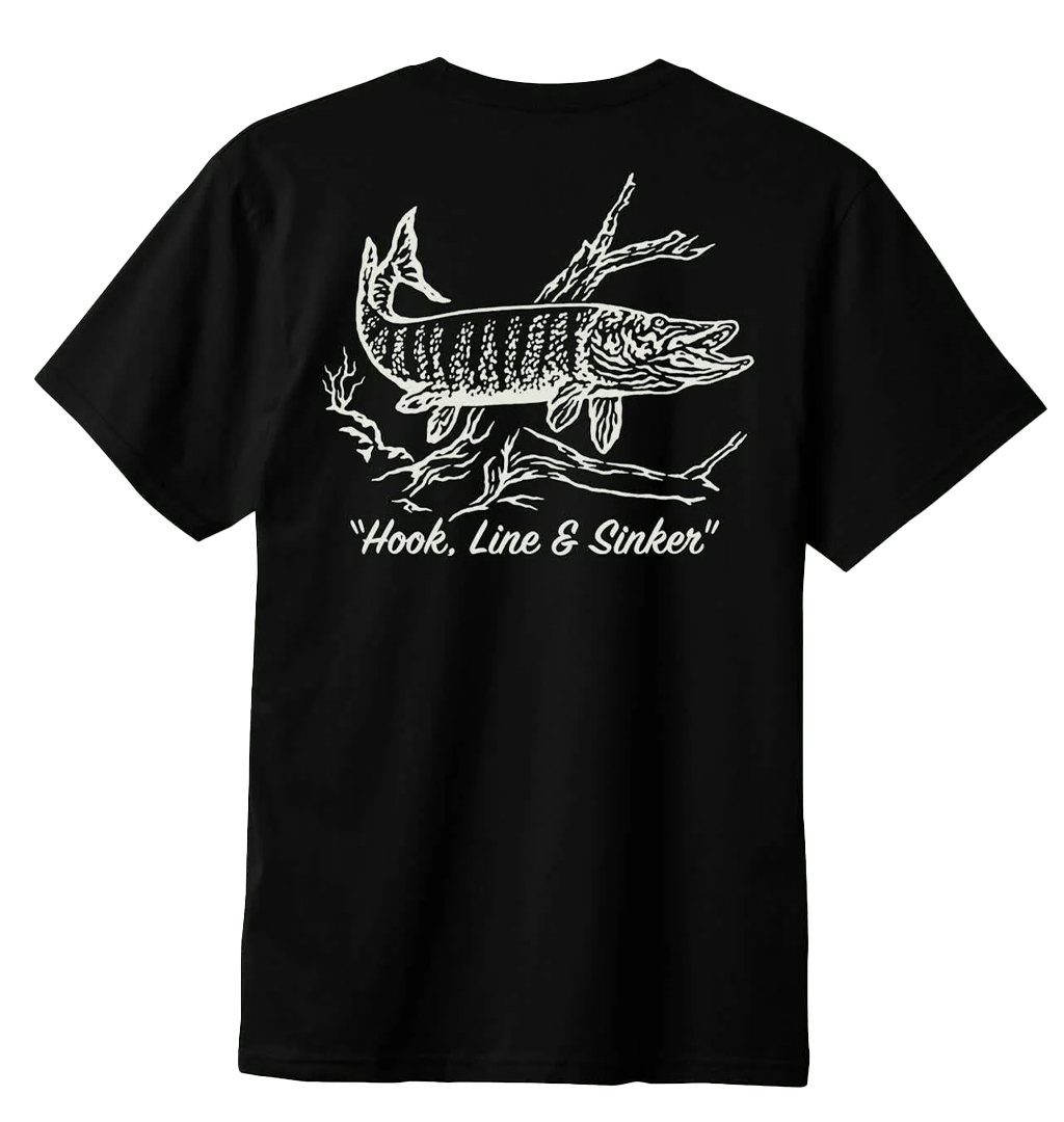 Brixton - Muskie Fishing T-Shirt - Black/Worn Wash