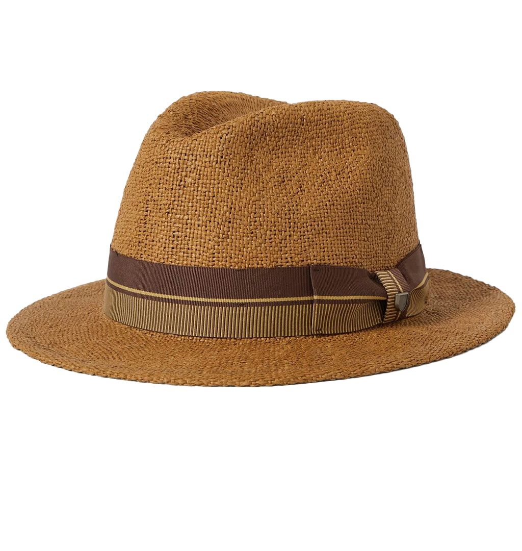 Brixton - Roma Straw Fedora Hat - Coffee
