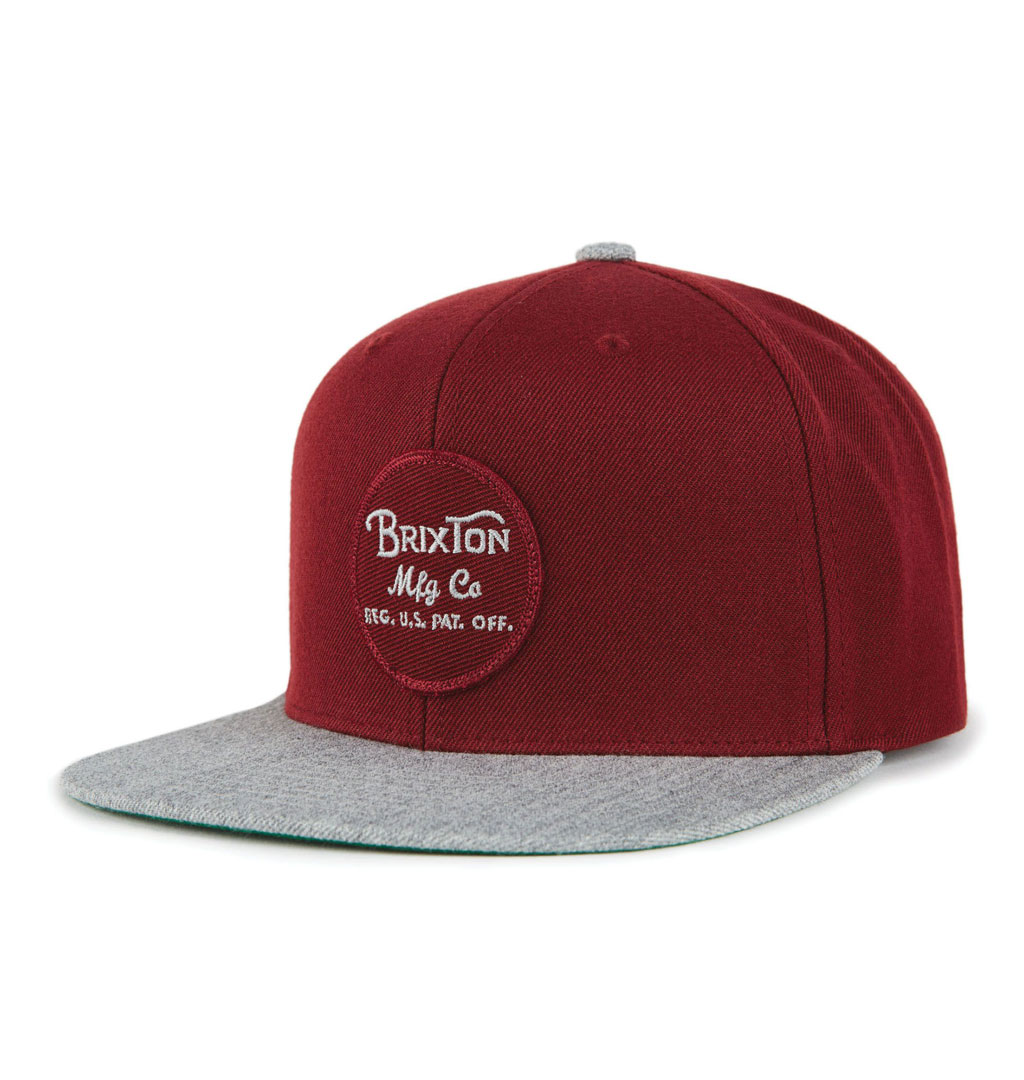 Brixton - Wheeler Snapback Cap - Burgundy/Heather Grey