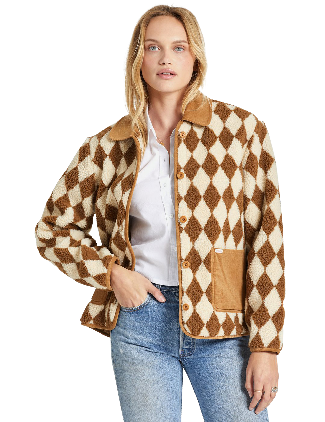 Veste Sherpa à Col Brixton Claxton - Vert, 100% Nylon, Neuve Avec étiquettes