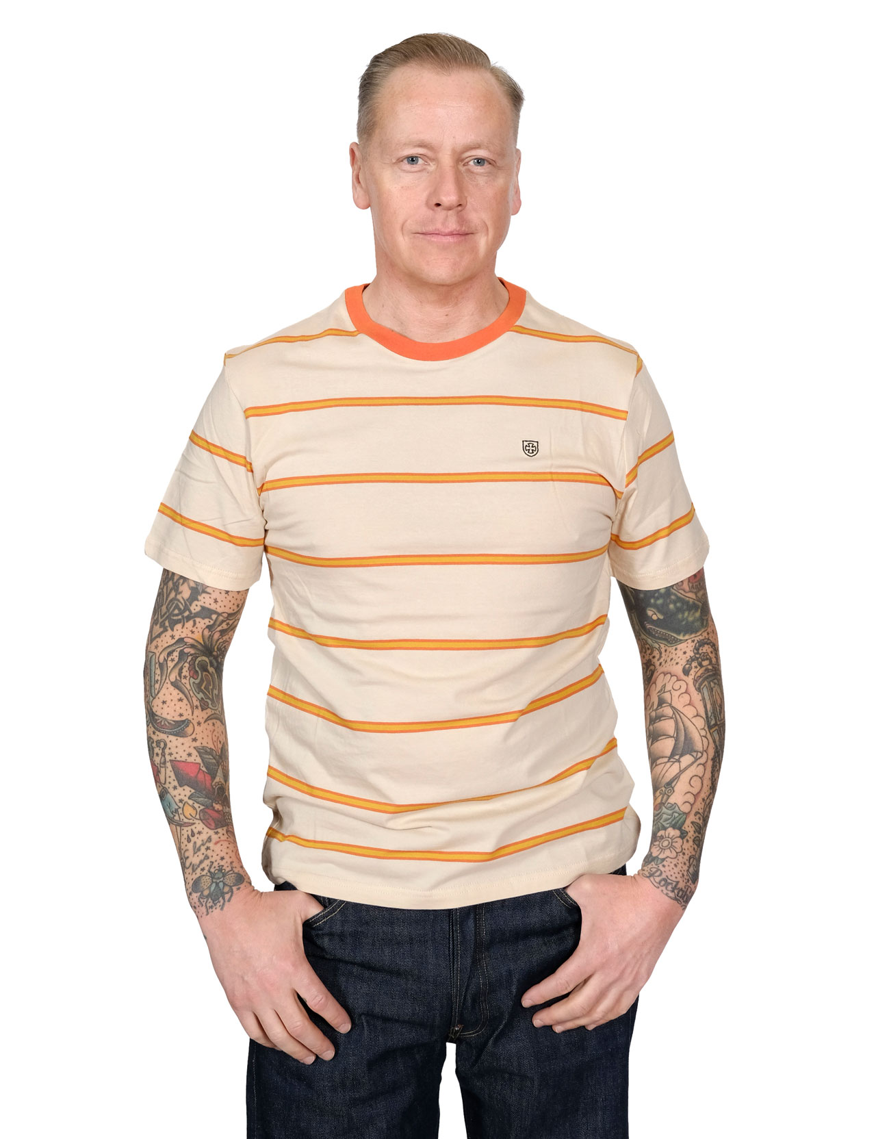 Brixton x Independent Deputy Knit S//S T-Shirt Tan Orange