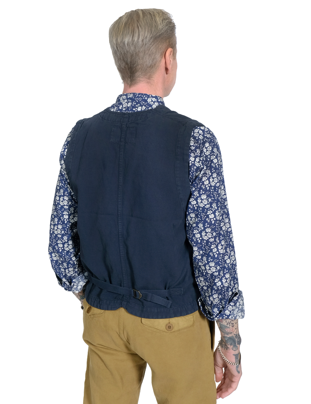 Chesapeakes - St. Michel Linen Work Vest - Navy Blue