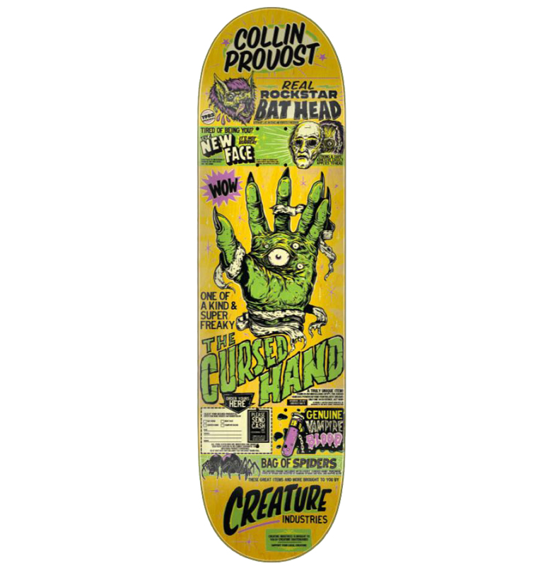 Creature---Pro-Deck-Provost-Cursed-Hand-Yellow-Skateboard-Deck---8.47-1