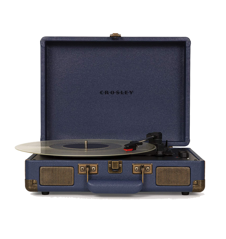 Crosley - 2-Way Bluetooth Cruiser Deluxe Plus Record Player - Navy/Brass