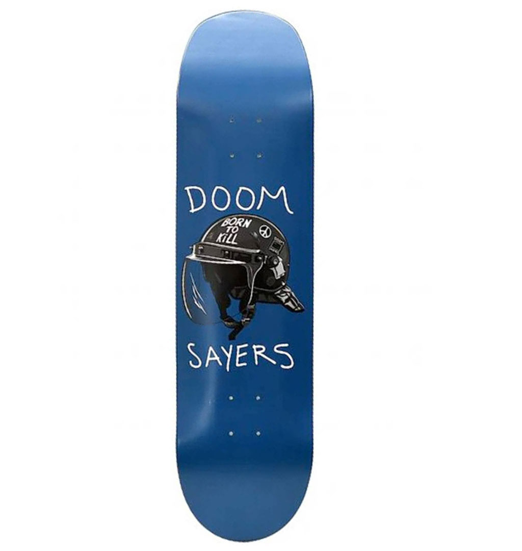 Doom-Sayers---Riot-Helmet-Shovel-Nose-Skateboard-Deck---Blue-8.4