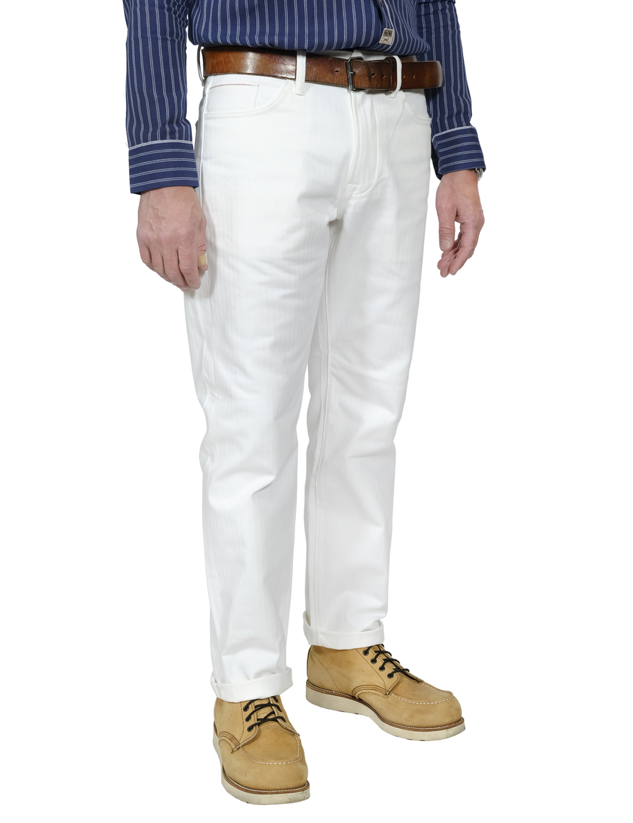 Dubbleware - Fenway 5 Pocket Selvedge Jean - White Herringbone