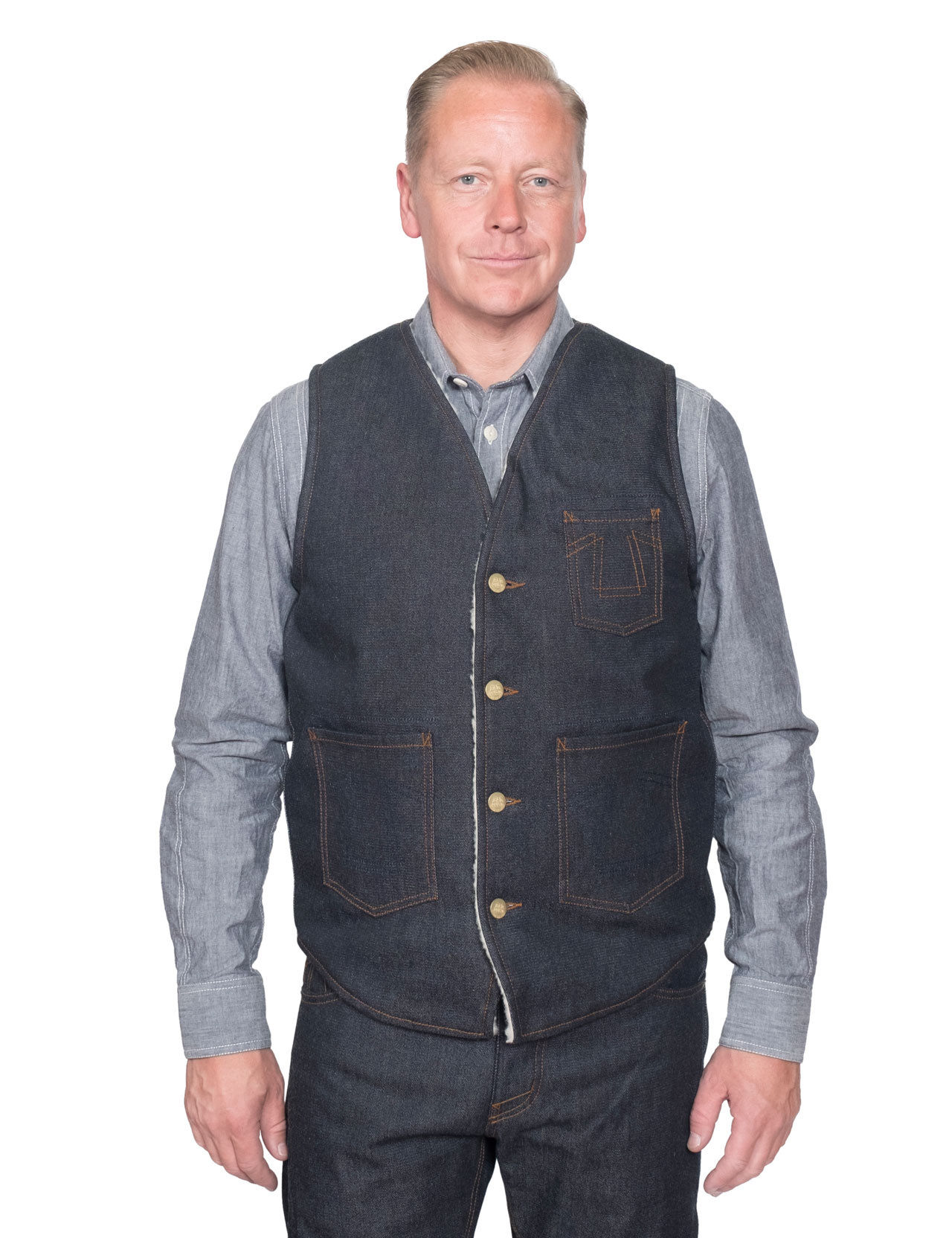 denim sherpa vest